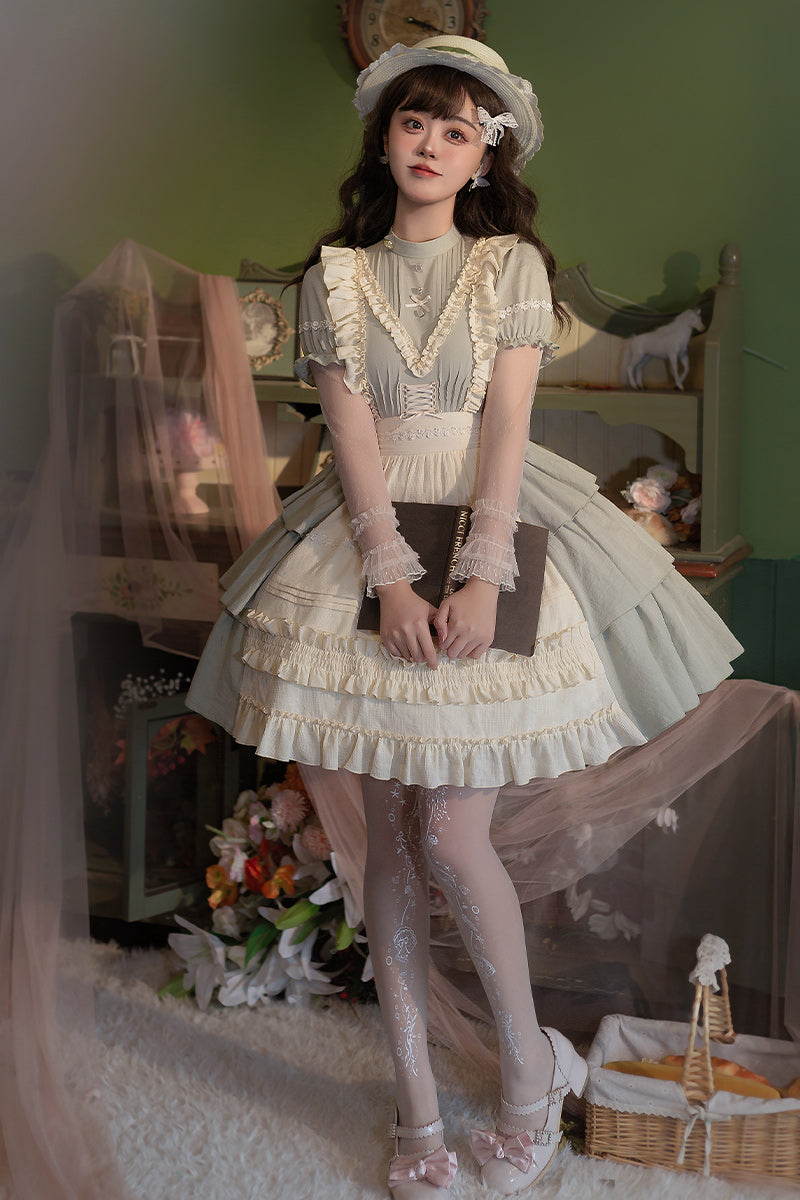 With PUJI~Mianmian Diary~Pastoral Style Lolita OP Dress   