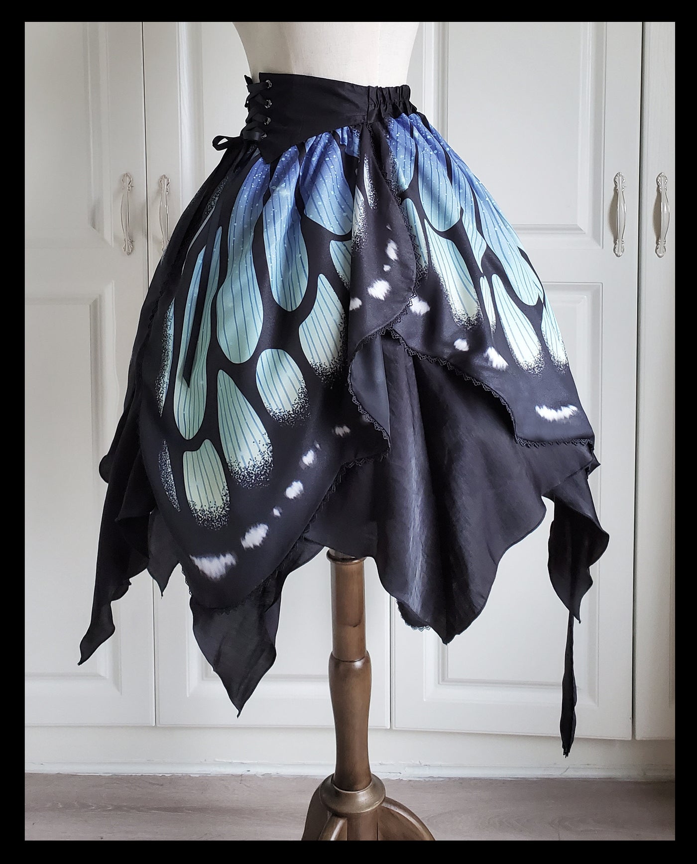 Star Fantasy~The Butterfly Effect Lace-up Punk Skirt Set light blue green corset version (long SK) 