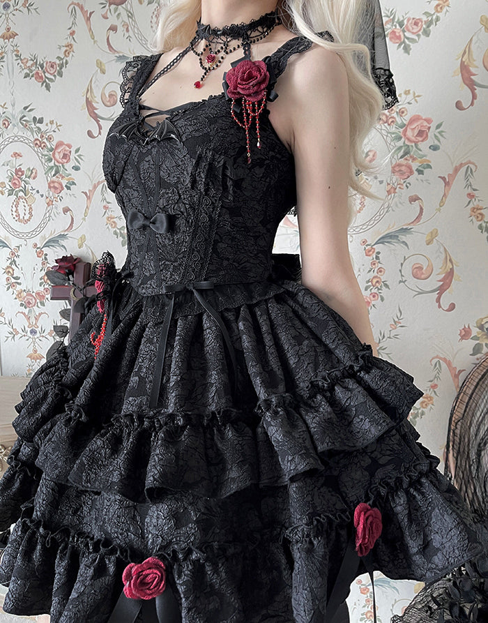 Alice Girl~Gothic Lolita SK Set~Blood Rose Skirt and Corset   