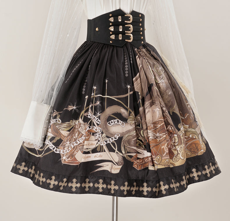 Krncrlo - Braver's Battle - Classic Lolita Patchwork Printed Skirt XS classic Lolita SK
