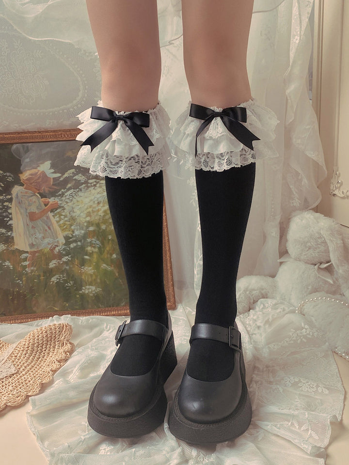 (BuyForMe)WAGUIR~Lolita Bow Cotton Socks Lace Socks   