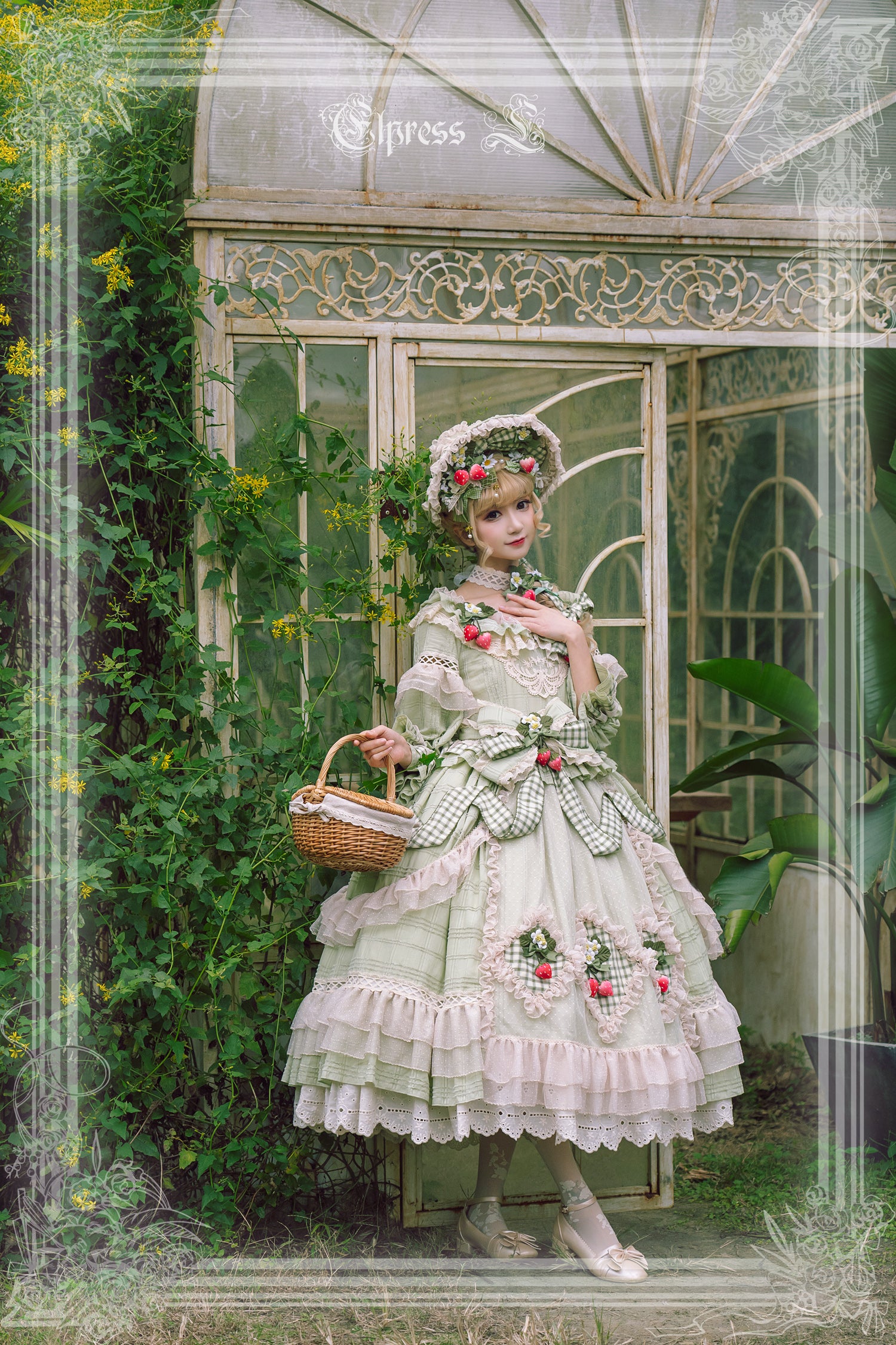 Elpress L - Peach Fragrance - Country Lolita Multicolors Strawberry Lolita OP Dress