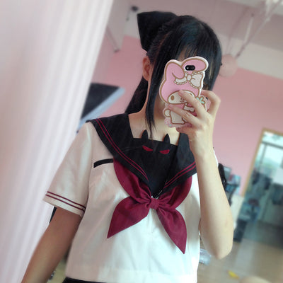 (Buyforme)To Alice~JK Lolita Kawaii Devil Embroidery Top Skirt   