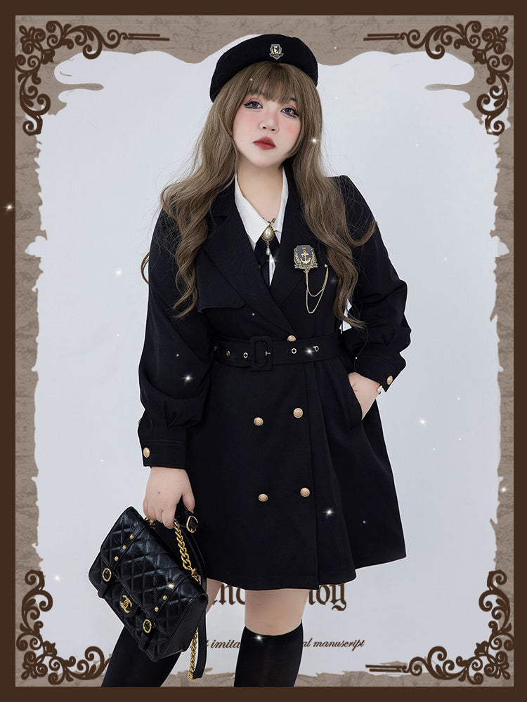 Hard Candy~Plus Size Lolita French Vintage Wind Coat and SK XL black coat 