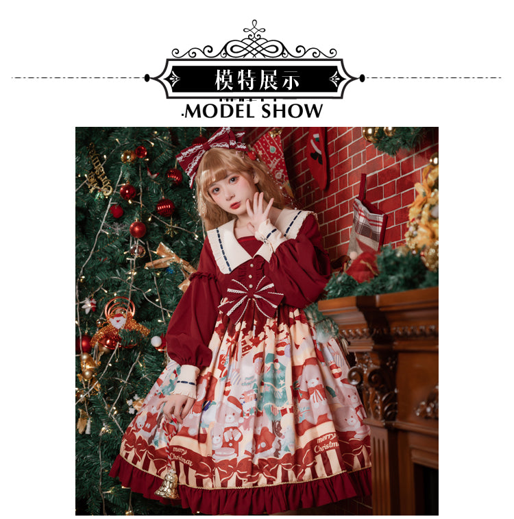 Eieyomi - Christmas Bear - Sweet Lolita Princess OP Dress