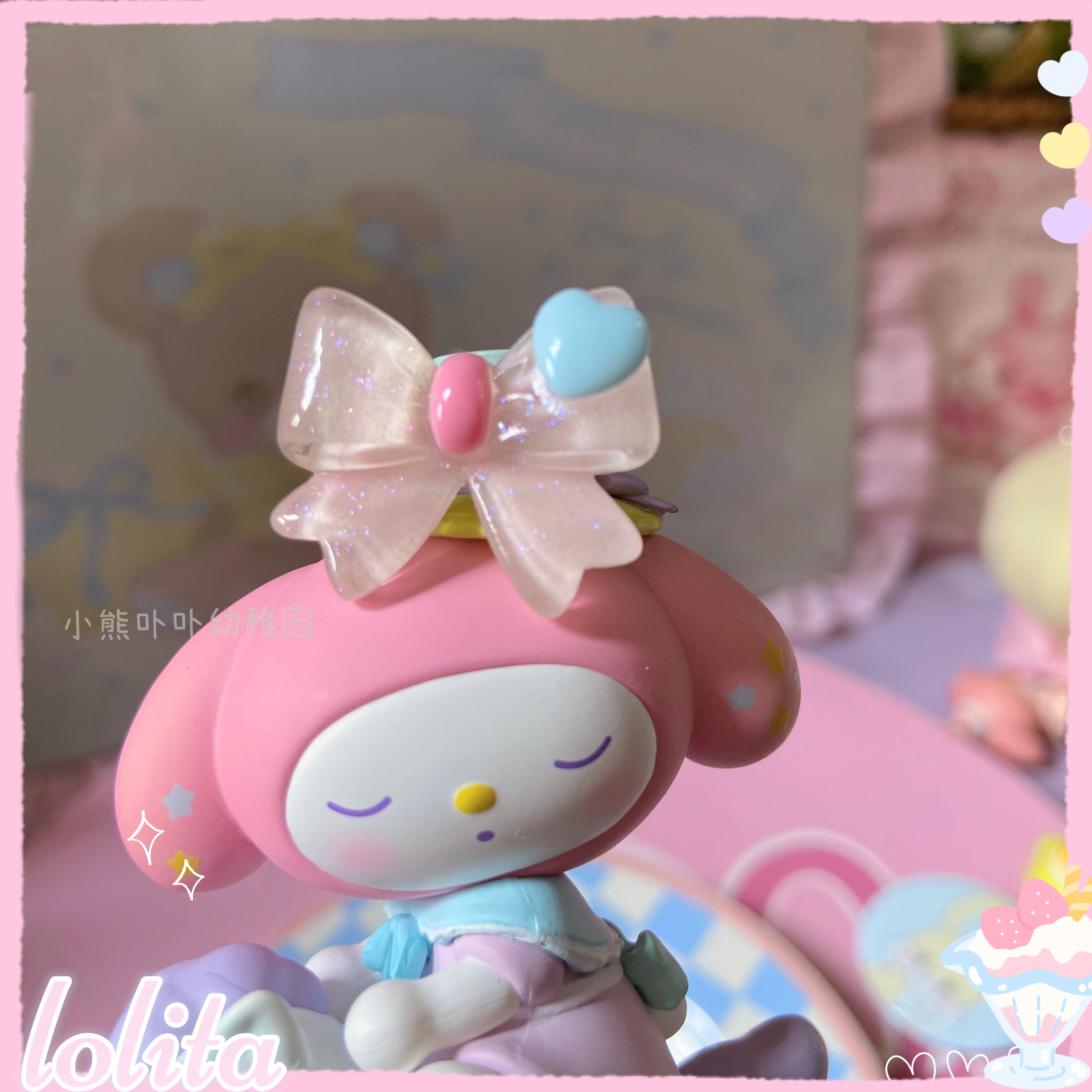 Bear Doll - Kawaii and Sweet Lolita Bowknot Ring fine shimmery pink