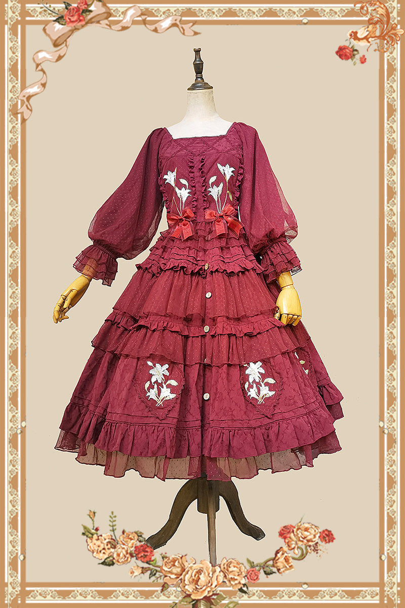 Infanta~Melaleuca Lily~Embroidery Country Lolita Blouse and Skirt   