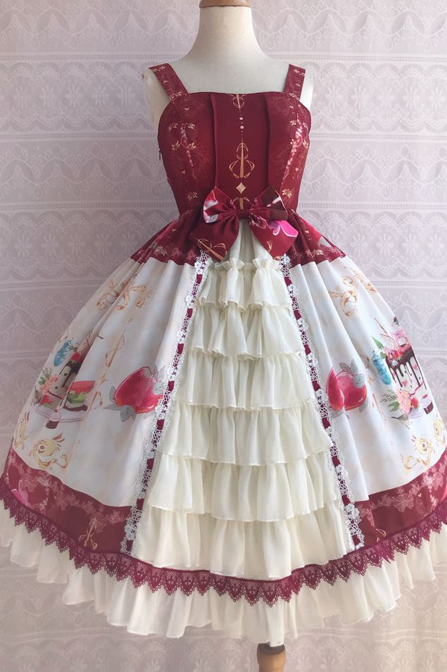 Yilia - Summer Dessert Front Opening Lolita JSK XS wine red