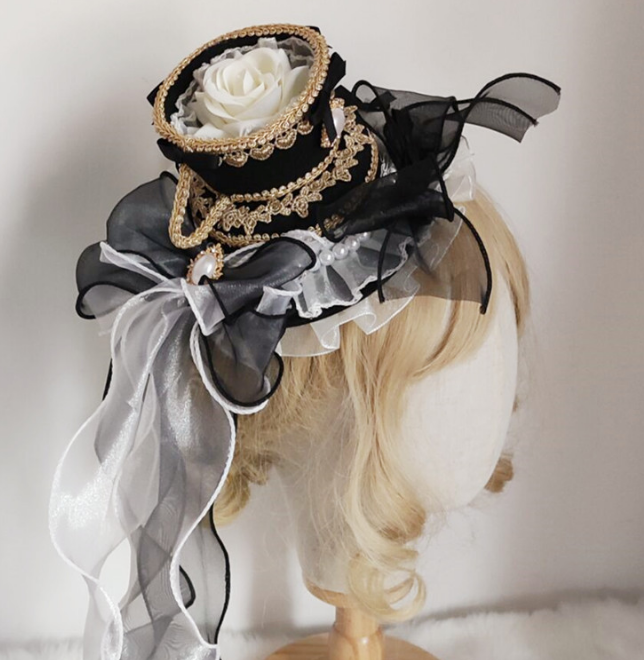 Day Dream - Rococo Style Romantic Lolita Cup-shape Hat black