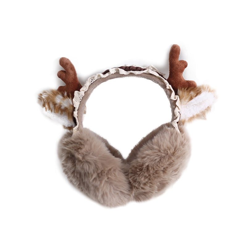 Xiaogui - Christmas Foldable Antlers Earmuffs Lolita KC khaki earmuff