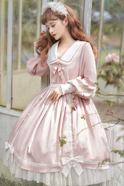 Your Princess~Princess Lolita Long Sleeve Pink Dress   
