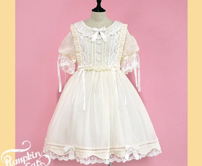 Pumpkin Cat~Kawaii Lolita OP Dress XS white 