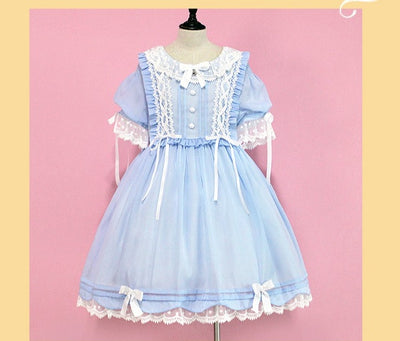 Pumpkin Cat~Kawaii Lolita OP Dress XS light blue 