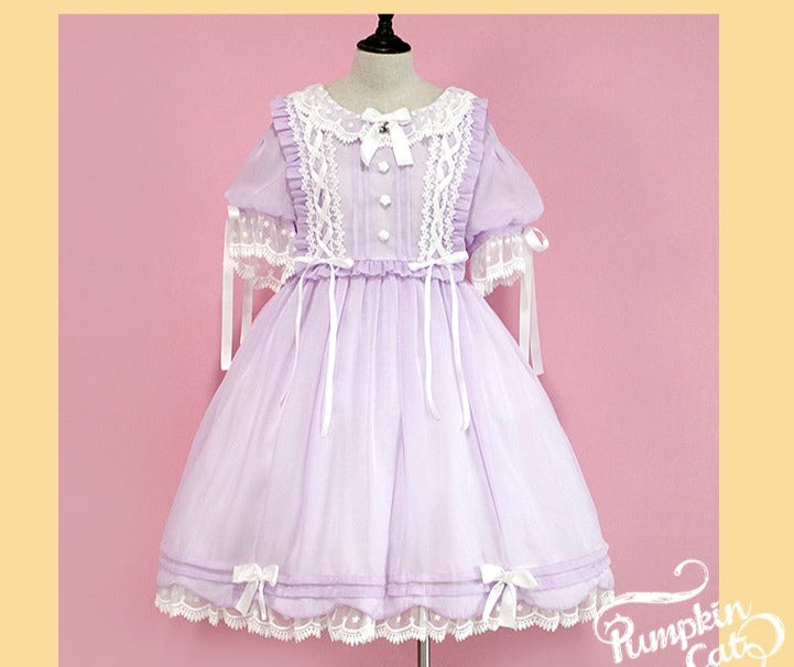 Pumpkin Cat~Kawaii Lolita OP Dress XS light purple 