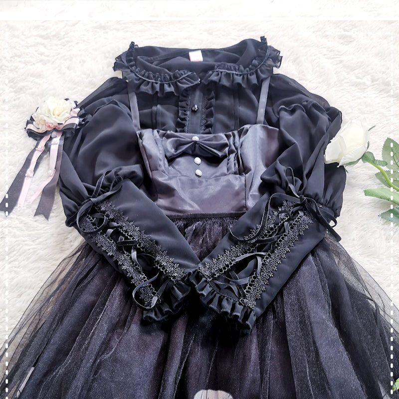 Sakurada Fawn~Plus Size Lolita Shirt Mutton Sleeve Lace Blouse   