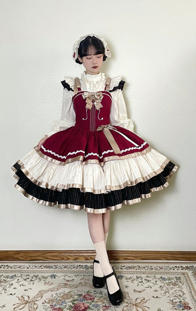 Krncrlo~Cello Vintage Elegant 3 Tiered Lolita Jumper Skirt   