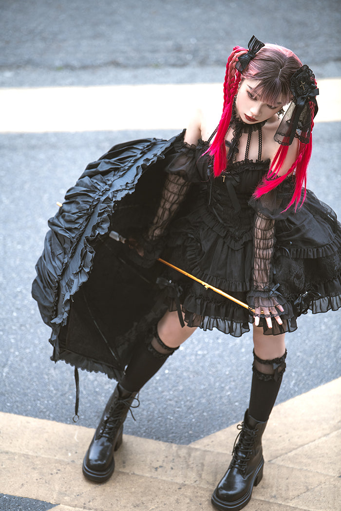 Alice Girl~Gothic Hime~Dark-themed Elbow Lolita Sleeves   