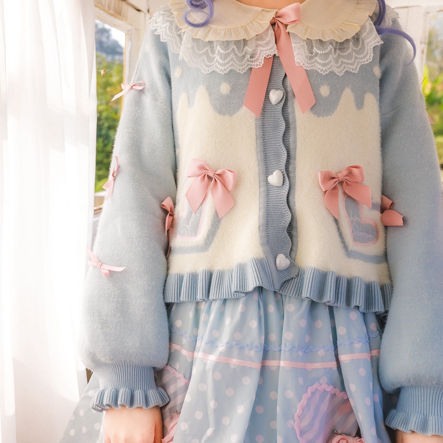 MIST~Beating Heart~Sweet Lolita Thick Sweater Coat Puff Sleeve 9908:115094