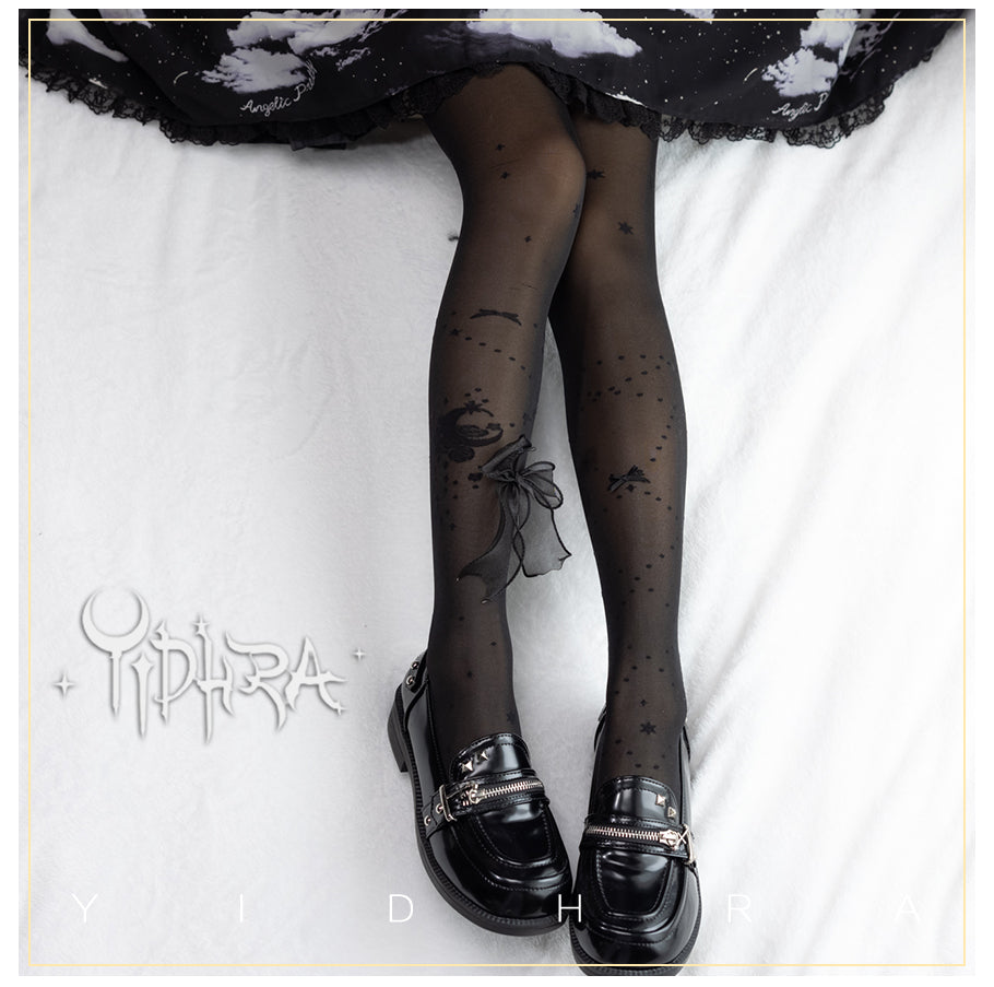 Yidhra - Stars On The Sky Lolita Summer Tights One Size black spark - gorgeous - anti-hook