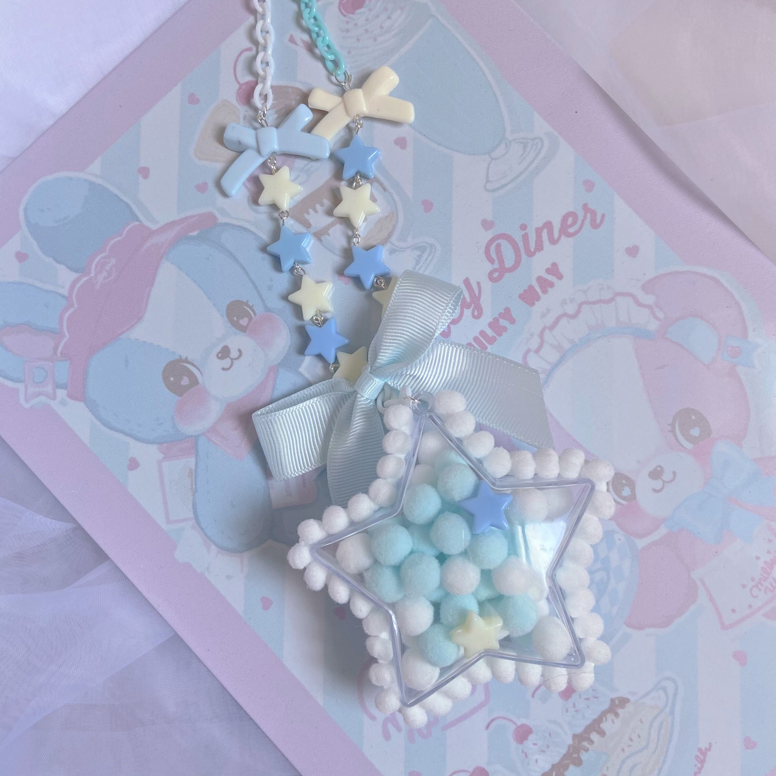 Bear doll - Sweet Lolita Handmade Necklace sky blue star