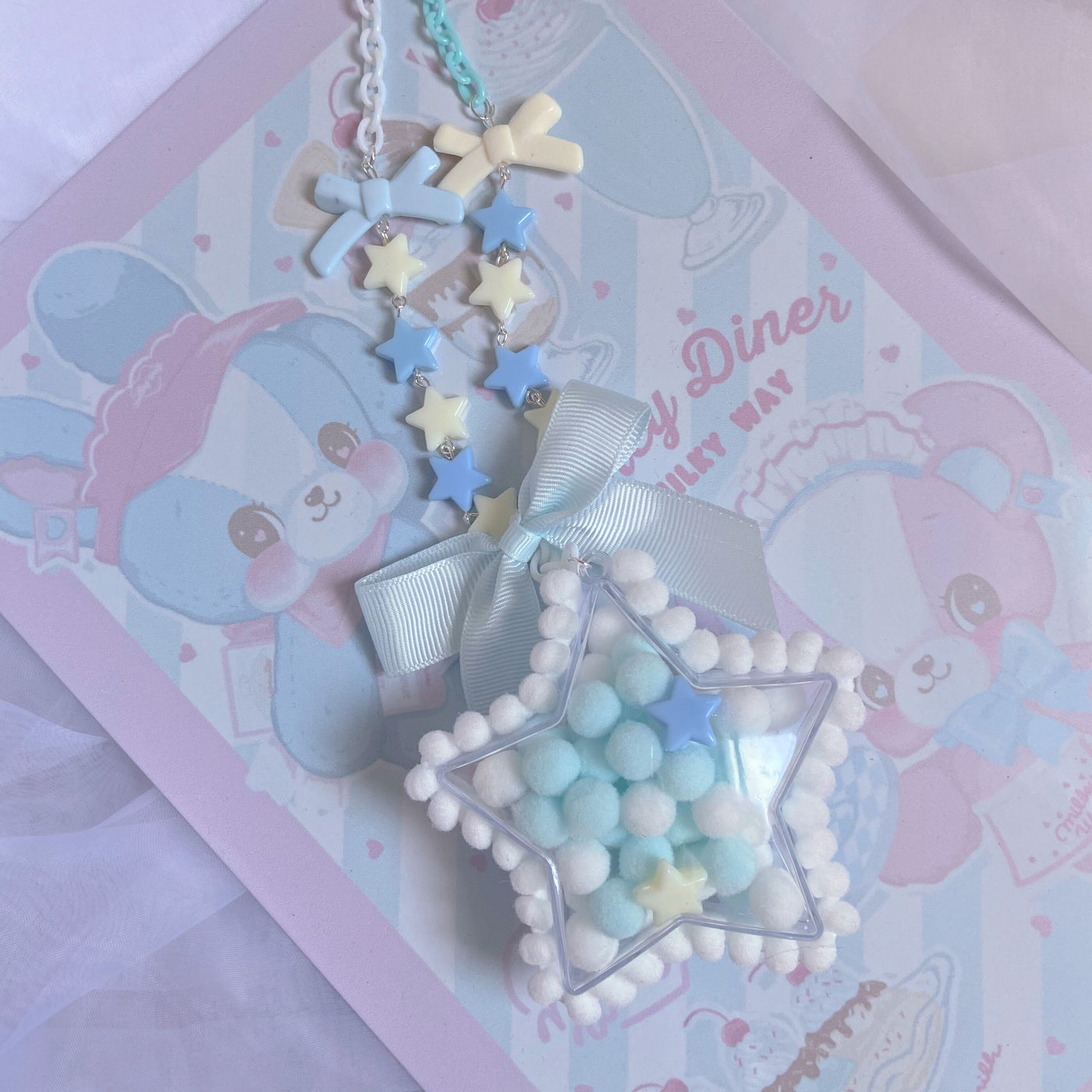 (Buyforme)Bear doll~Sweet Lolita Handmade Necklace Sweater Chain sky blue star  