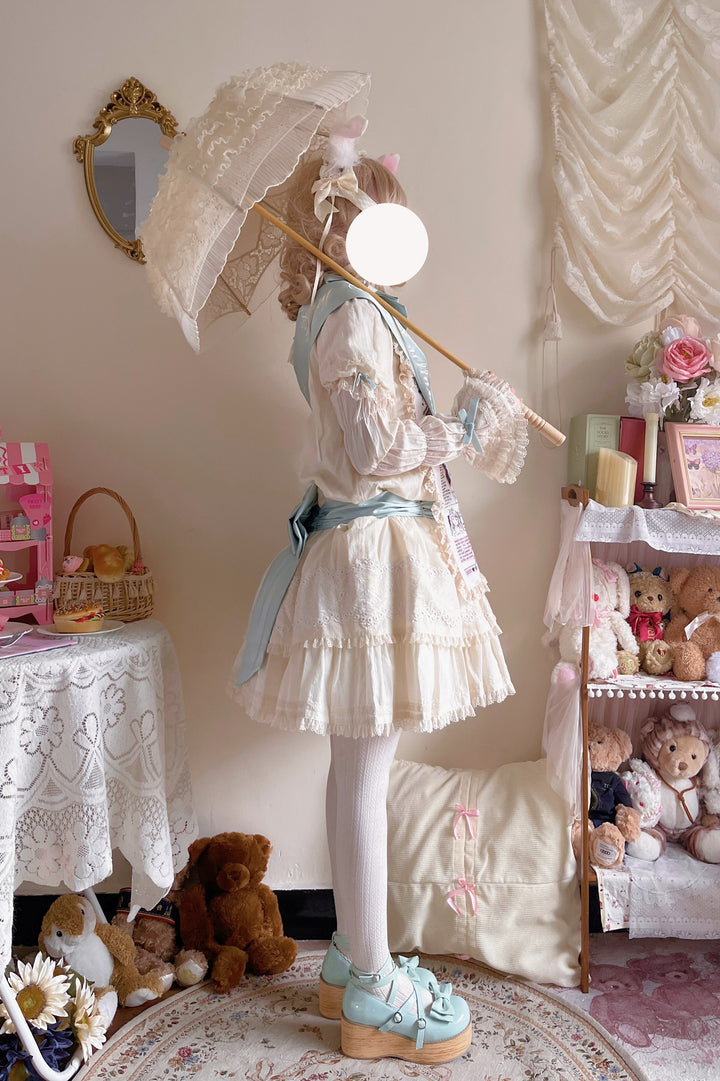 LongMao Lolita~Hollow Embroidered Lace Lolita Parasol Multicolors   