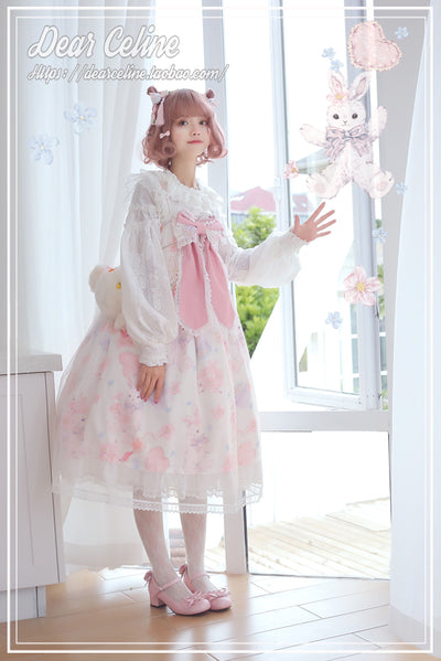 Dear Celine~Sakura Rabbit High Waist Wa Lolita JSK S white 