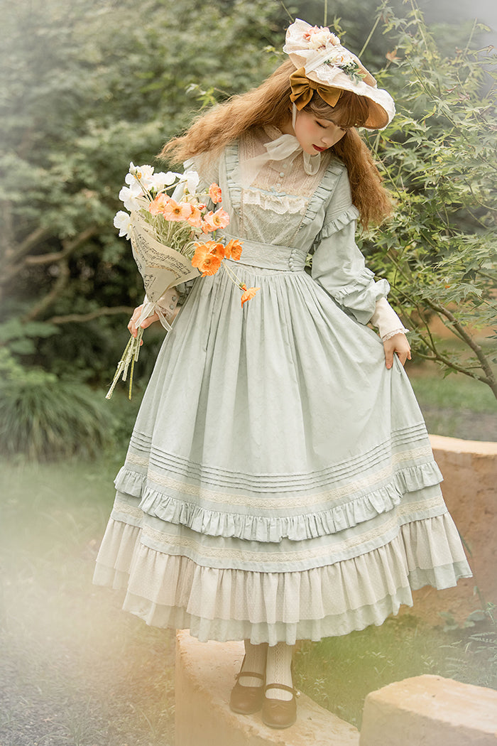 Alice Girl~Vintage Lolita OP Dress~Miss Lya's Jacquard Cotton Dress   