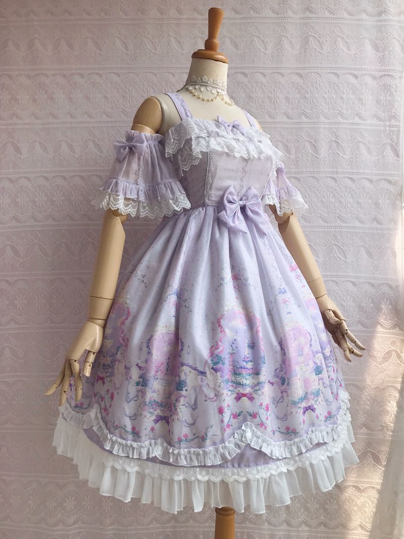 Yilia~Unicorn's Secret Garden Summer Lolita JSK Dress XS violet 