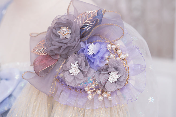 Fantastic Wind~Girl from the Deep Sea~ Sweet Lolita Headdress purple and grey (golden gauze) 60cm-80cm 