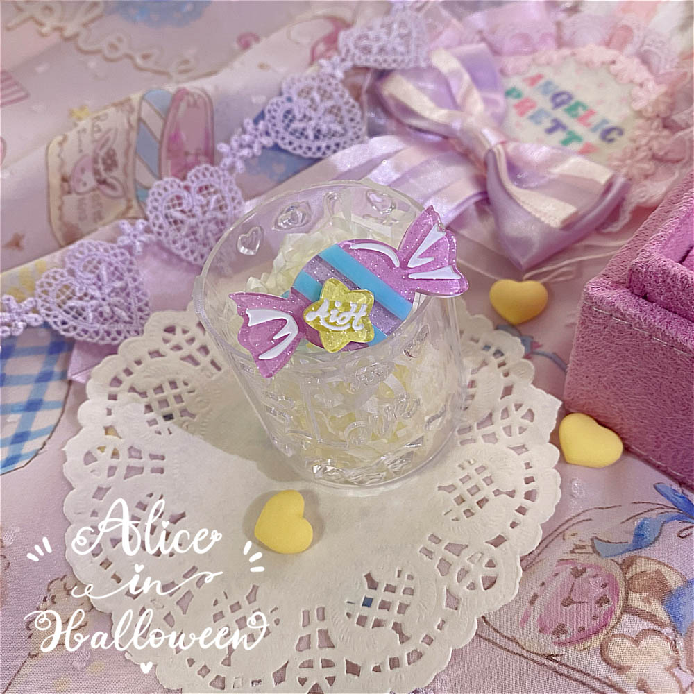 (Buyforme) Halloween Alice~Rainbow Candy~Sweet Lolita Ring Hairclip pink purple candy ring 6852:73342