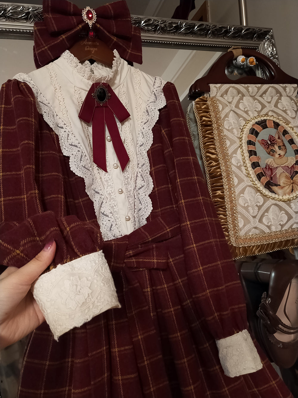 Miss Point~Rose Silhouette 3.0~Plaid Vintage Classic Lolita OP 3700:22257