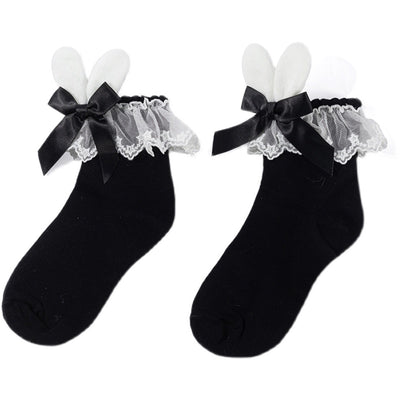 Iris Corolla~Kawaii Cotton Lolita Socks Free size black 