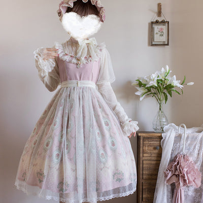 Miss Point~Elegant Lolita OP Dress Long Sleeve XS light pink 
