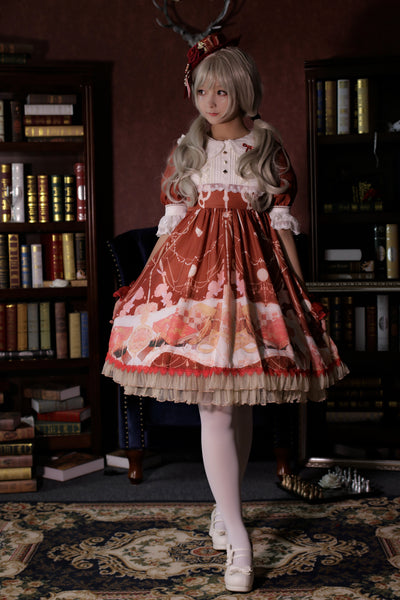 Strawberry Witch~Clock Adventures~Casual Lolita OP Dress S wine red 