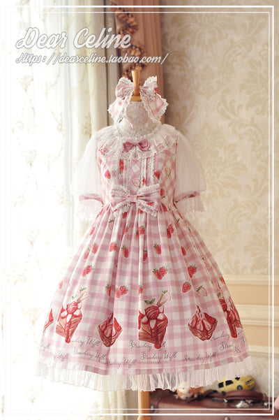 Dear Celine~Strawberry Ice Cream Lolita OP Dress S pink 