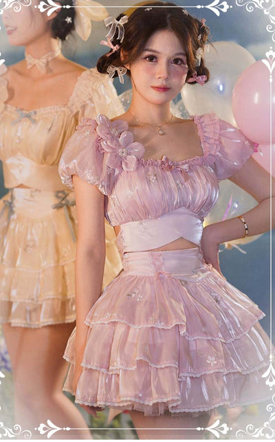 ZeeYe~Sweet Lolita Short Sleeve OP Dress S pink skirt 