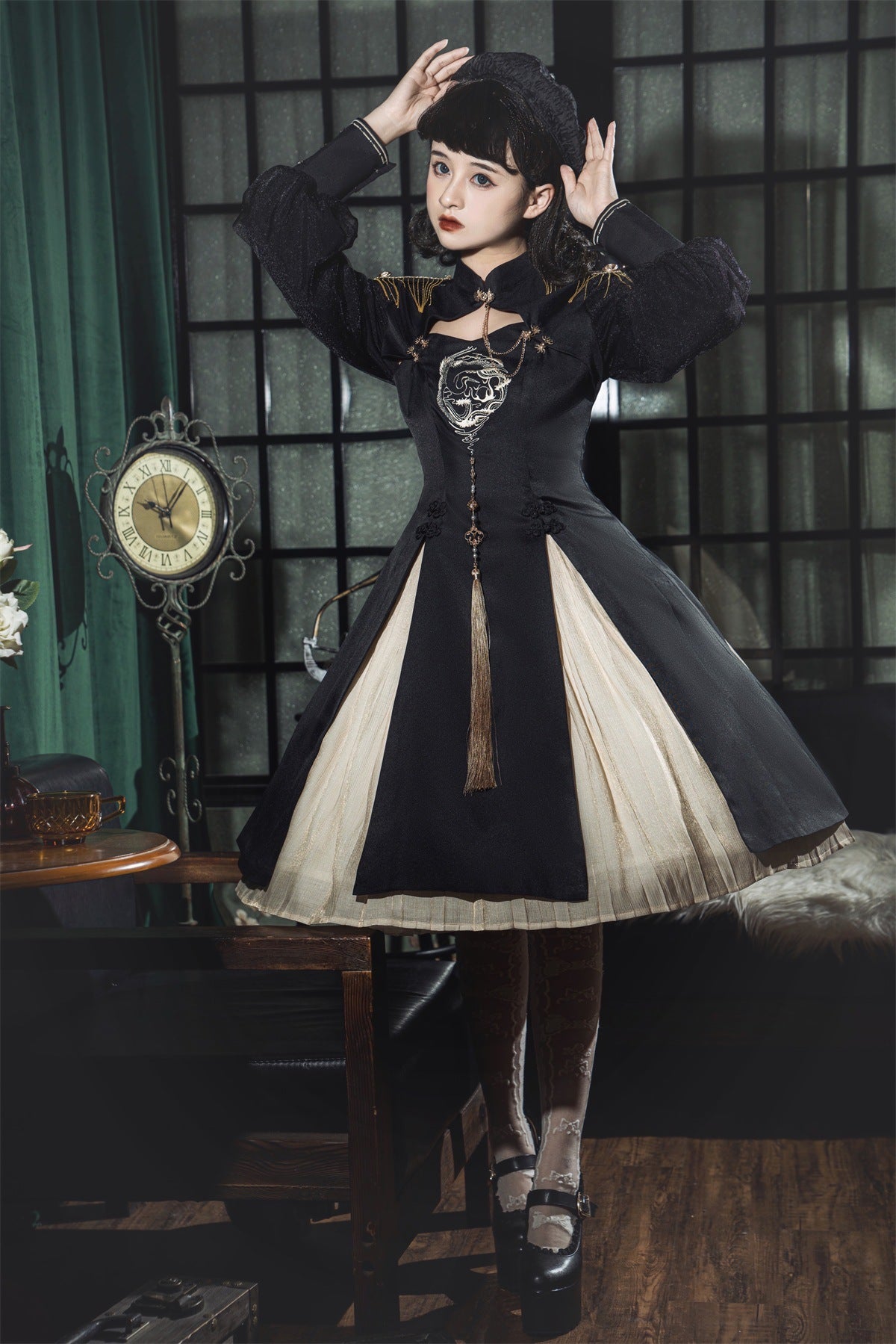 (Buyforme)Jinmu~Elegant Fusion of Gothic and Military Lolita Dress   