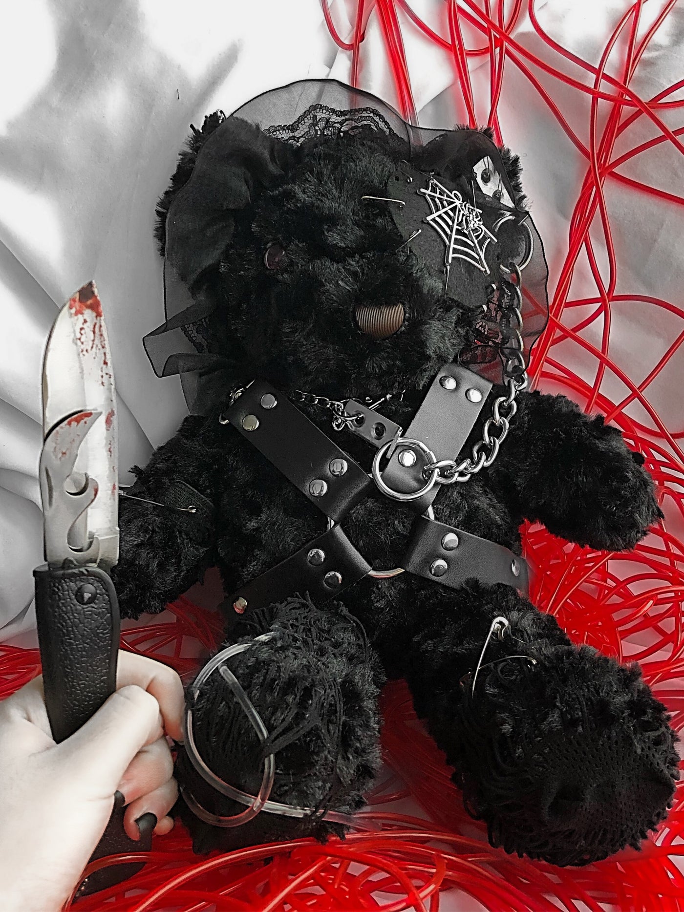 Blood Supply～Gothic Lolita Dark-themed Black Bear Bag hell bear bag  