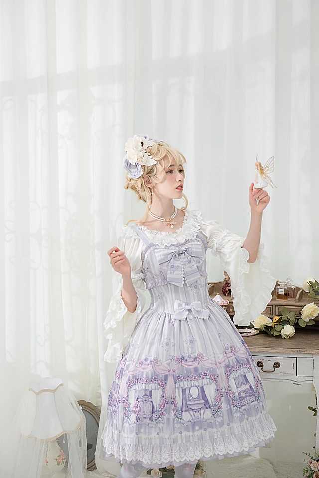 Rose of Sharon~Pearl Chain Lace Bow Lolita Kawaii Necklace