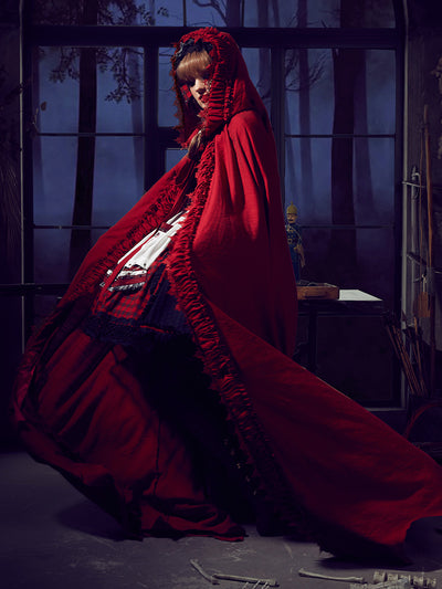 Puppets and Doll~Gothic Lolita Red Cape dark red  