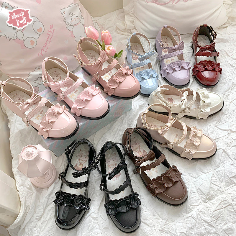 Sheep Puff~Kawaii Lolita Shoes Multicolors   