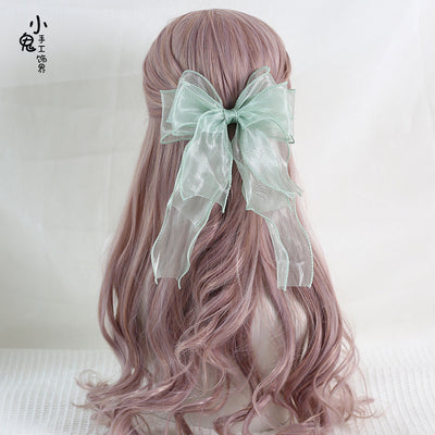 Xiaogui~Large Bowknot Elegant Lolita Headdress mint green fish mouth clip（8cm）  
