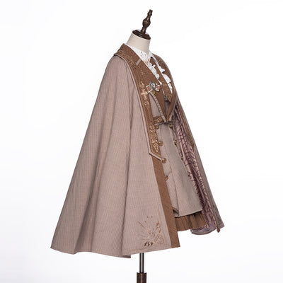 Youpairui~Sheffield~British-style Khaki Ouji Lolita Set Free size cloak 