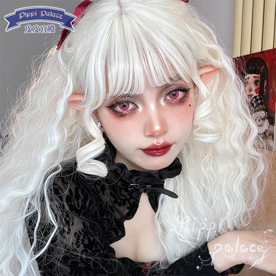 Pippi Palace~Lolita Curly Wig White Air Bangs   