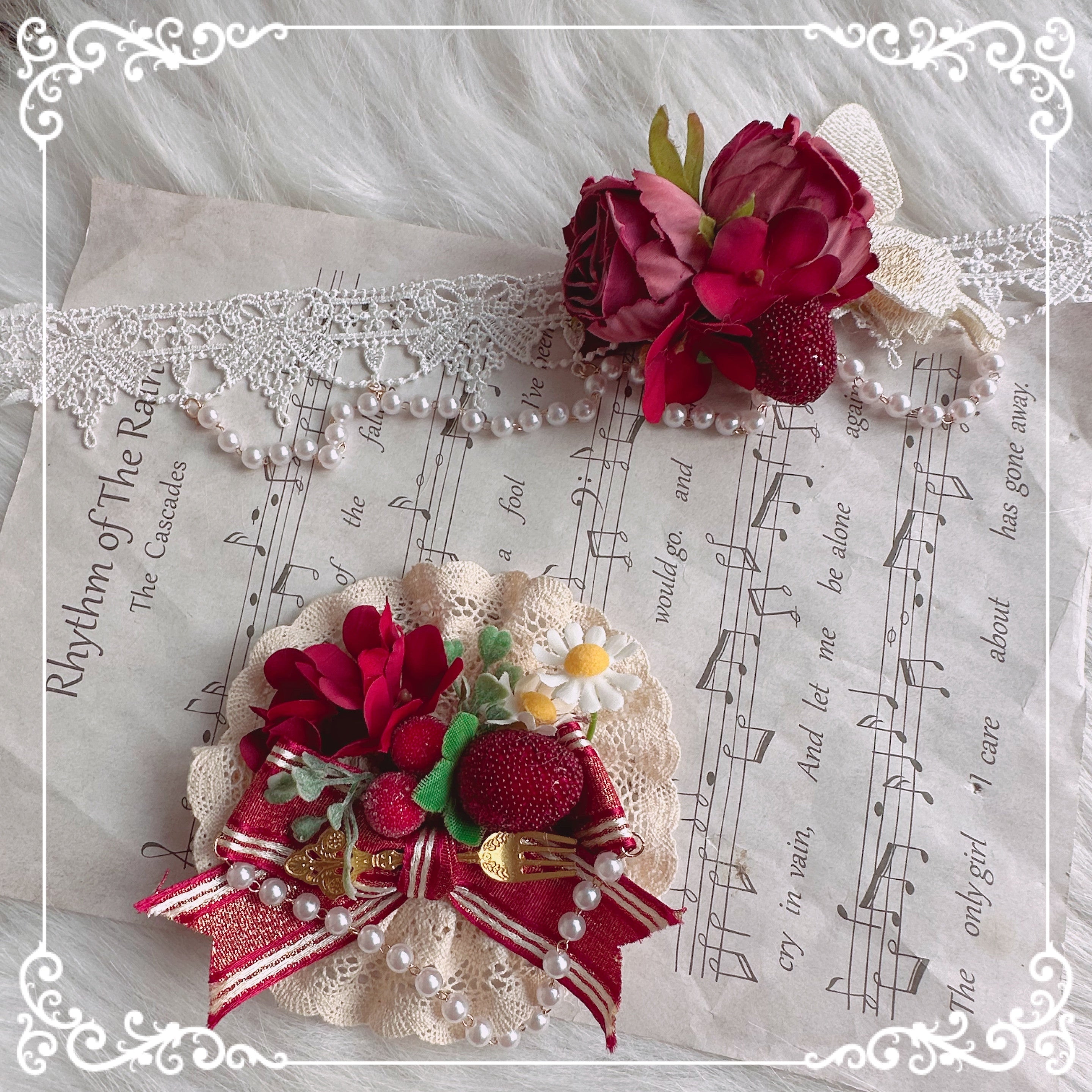 Chestnut Lolita~Country Lolita Hand-made Headdress Accessory cream flower clip/brooch (brooch) 12010:138142