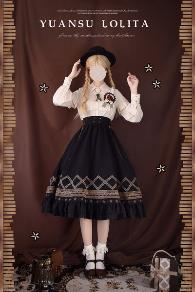 Yuan Su~Elegant  Solid Color Lolita SK 0 black 
