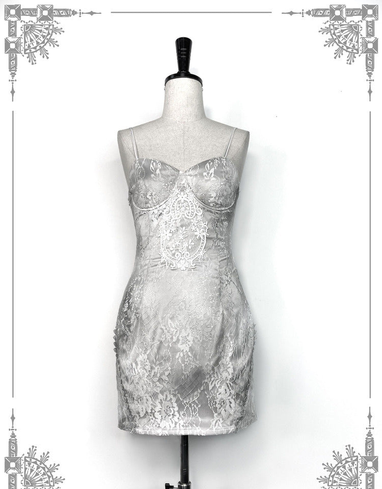 Blood Supply~Rose Funeral~Grey Tie-dyed Lace Lolita Dress S dress only (without bolero) 
