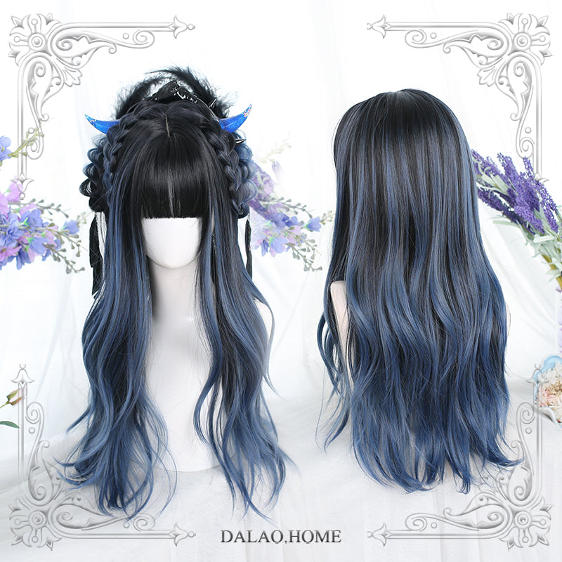 Dalao Home~Faint Blue~Dairy Lolita Long Curly Wig faint blue*Paris painting wig  