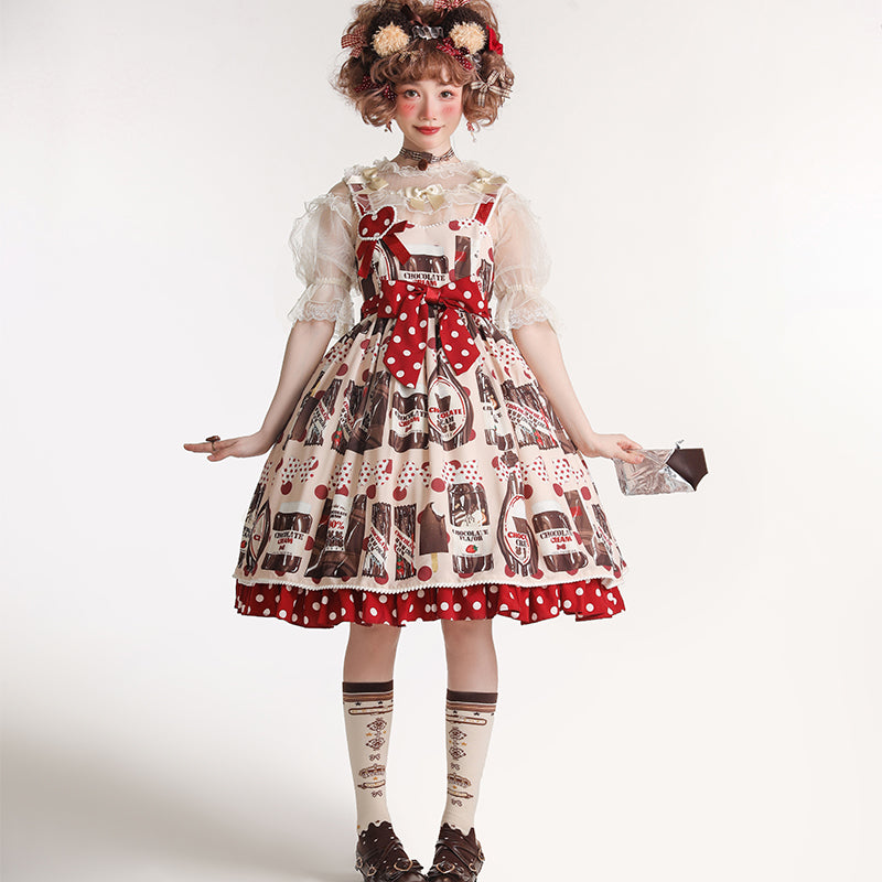 Confession Balloon - Sweet Lolita Chocolate Kawaii Daily Lolita JSK milky white bubble tea S